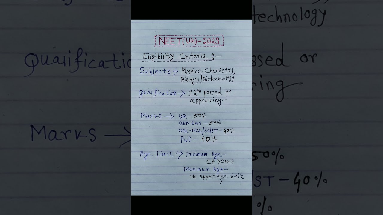 NEET UG 2023 Eligibility Criteria