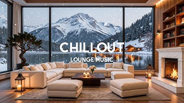 Winter Mountain Lake Serenity ✨ Relaxing Fireplace Lounge for Work, Study & Rest