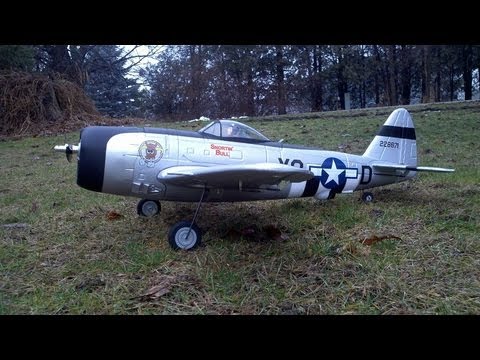 ParkZone P-47-D Maiden flight - YouTube