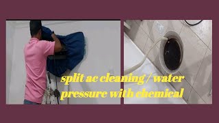 Split ac cleaning/water pressure with chemical. #accleaning