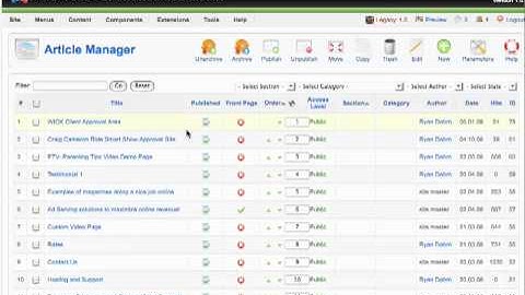 Help video front page manager in Joomla 1.5