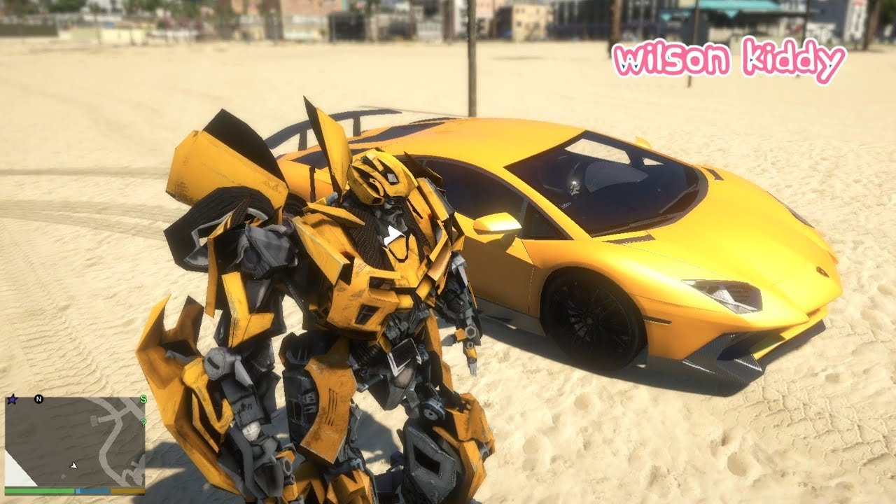 Robot Bumblebee Belajar Nyetir Mobil Balap Lamborghini Robot Bumblebee Belajar Nyetir Mobil Balap Lamborghini