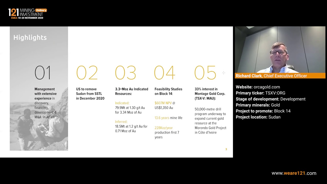 Orca Gold (TSXV:ORG) - 121 Mining Investment EMEA Online November 2020