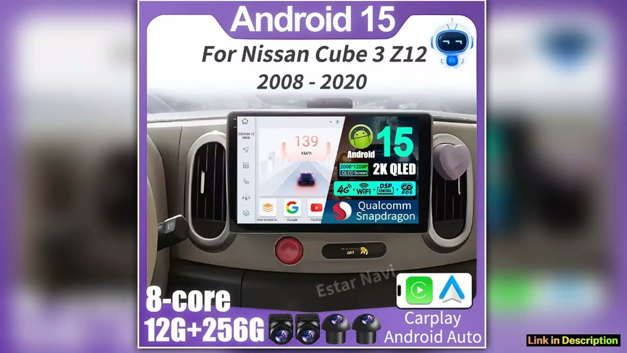 Android 15 Car Radio For Nissan Cube 3 Z12 2008 2020 GPS NAVI Head Unit Qualcomm Multimedia Stereo