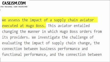 Supply Chain Optimization at Hugo Boss (B) – The M-Ratio Case Study Help - Caseism.com