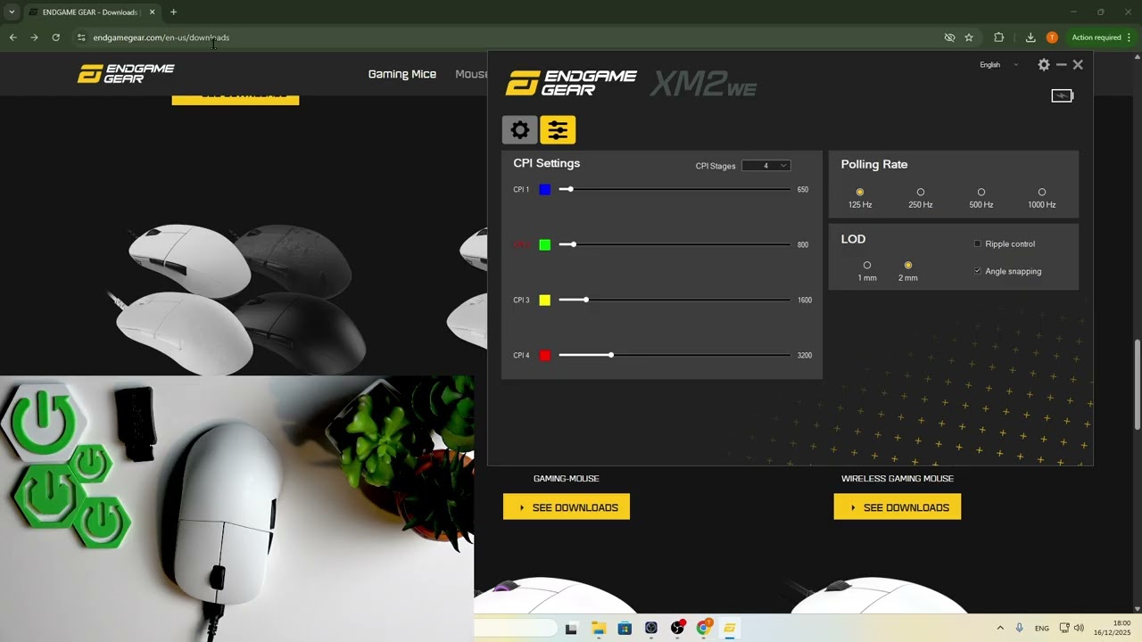 Endgame Gear XM2we – Как включить привязку к углу