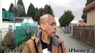 Nexus 6 vs iPhone 6 Plus - Front Facing Camera Video Test (split screen)