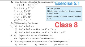 Squares and square roots| Class 8| Exercise 5.1| Class 8 ncert solutions squares and square roots 