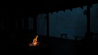 ⛈️Cozy Porch Ambience | Thunderstorm with Lightning | Heavy Rain Sounds for Sleeping for Study🔥