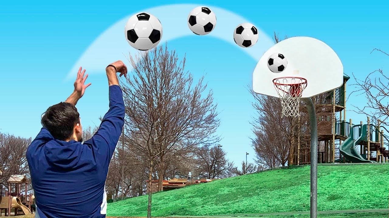 Jovem praticando esportes, jogando basquete ao nascer do sol