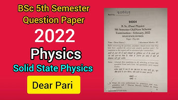 2022 MDU BSc 5th Semester Physics Question Paper Solid State Physics @Dear_Pari