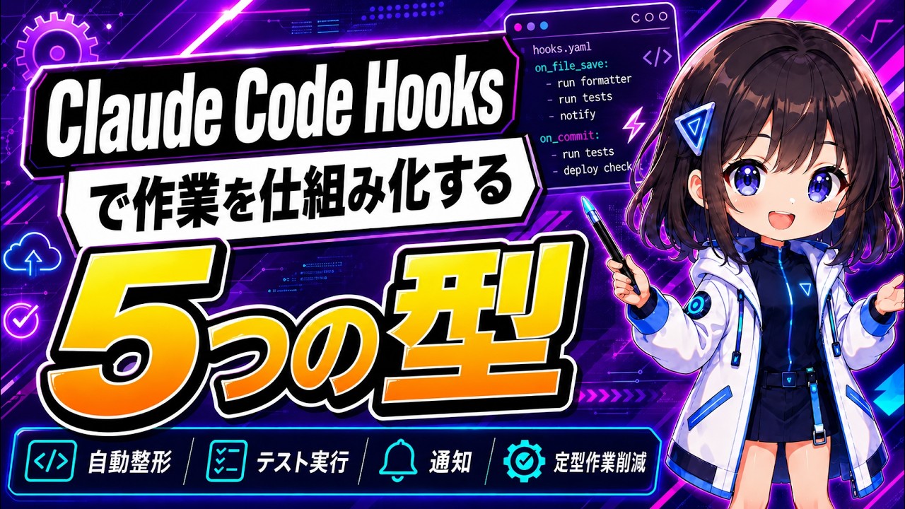 Claude Code Hooks で 作業を仕組み化する 5 つの型 - YouTube