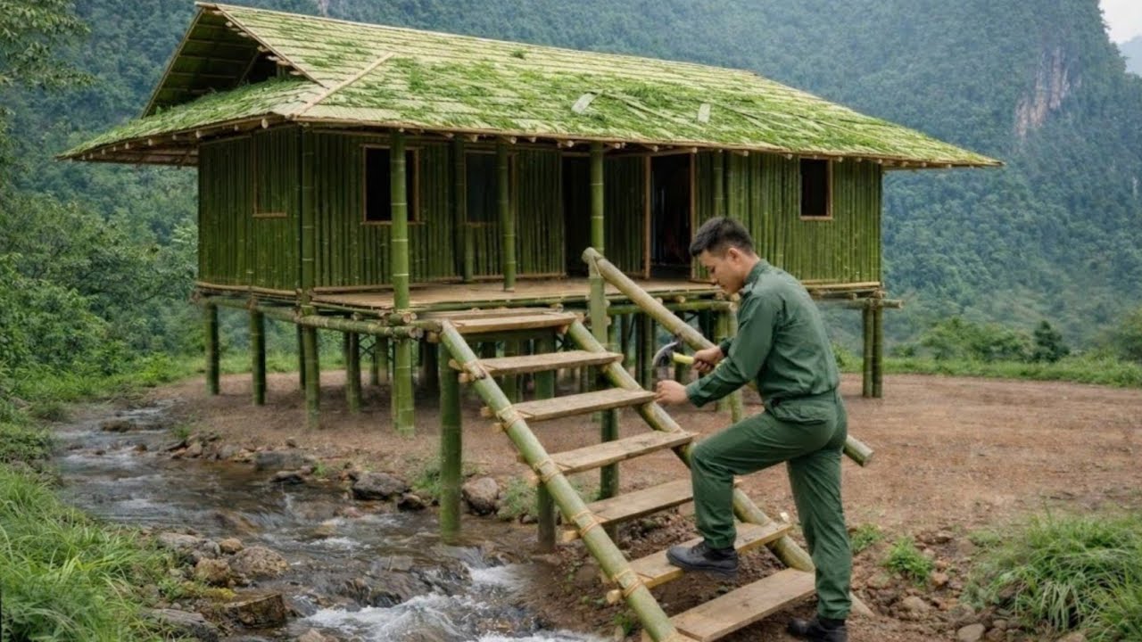 Alone in the Forest: Building a Bamboo House in 25 Days with Only Basic Tools