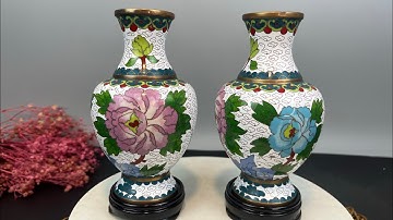 Cặp Bình Pháp Lam Xưa - Thủ Công - Đồ Đồng - Sứ - Gốm - Sưu Tầm Toki Antique