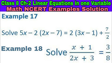 Class 8 Example 17 Example 18 | Math | Linear Equations in one Variable | Chapter 2 | NCERT Solution