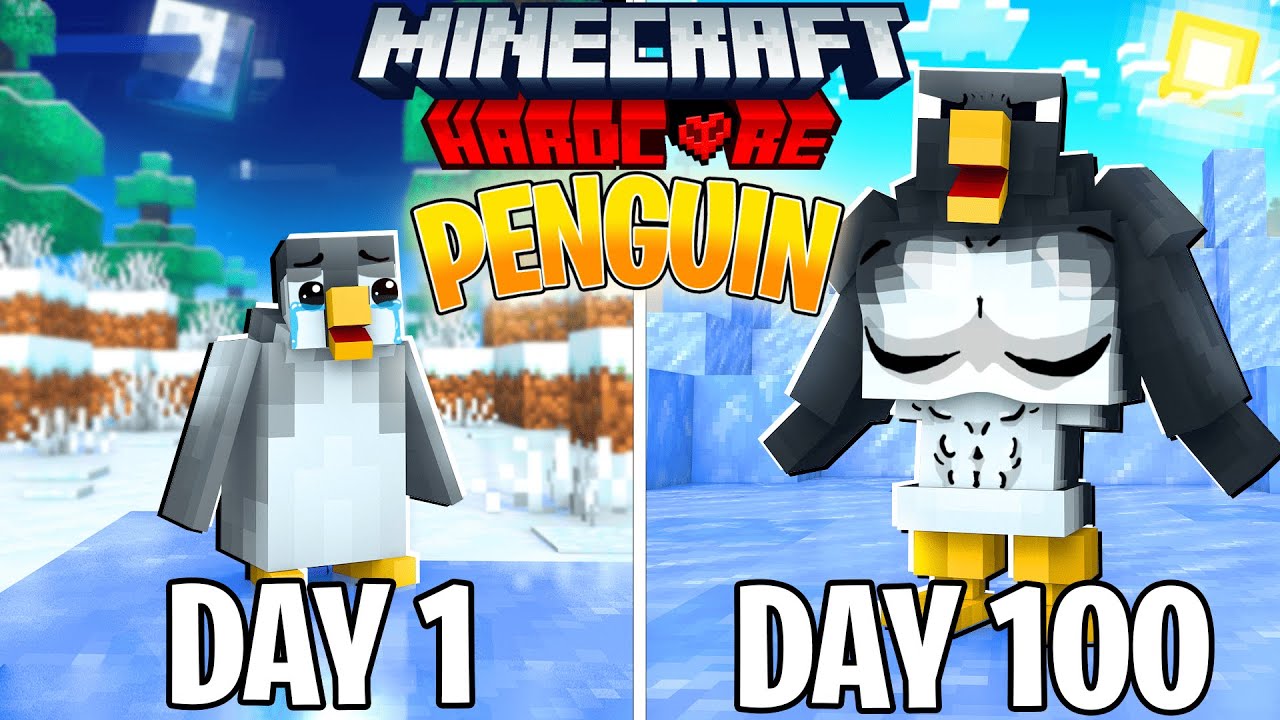 I Survived 100 Days as a PENGUIN in Hardcore Minecraft!
