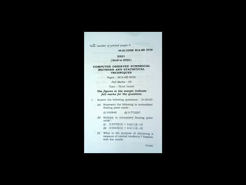 Computer Oriented and Numerical Method  for BCA 5th semester || 2021 question paper for BCA 5th sem
