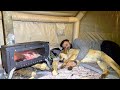 Solo Camping in Heavy Rain ASMR | Fire Inside the Tent &amp; Pure Peace ⛺️🌧️🔥