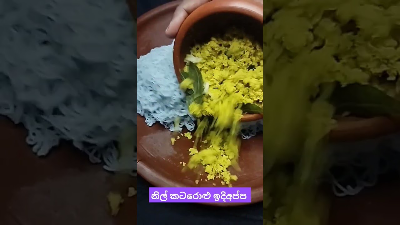 string hoppers & yellow coconut Pol sambole