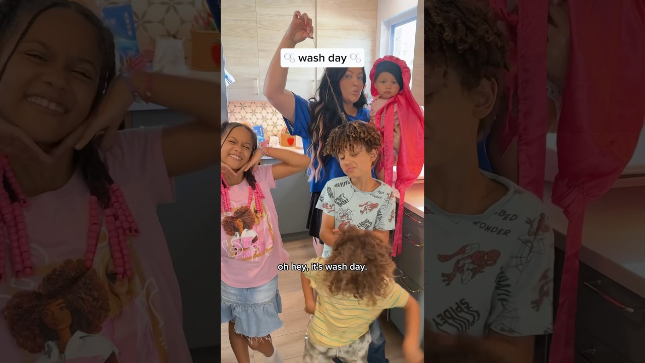 wash day 🫧 4 different curl patterns/textures ➿🩷