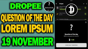 Dropee Question of the day Code Today 19November | Dropee Question of the day Code I Dropper Code