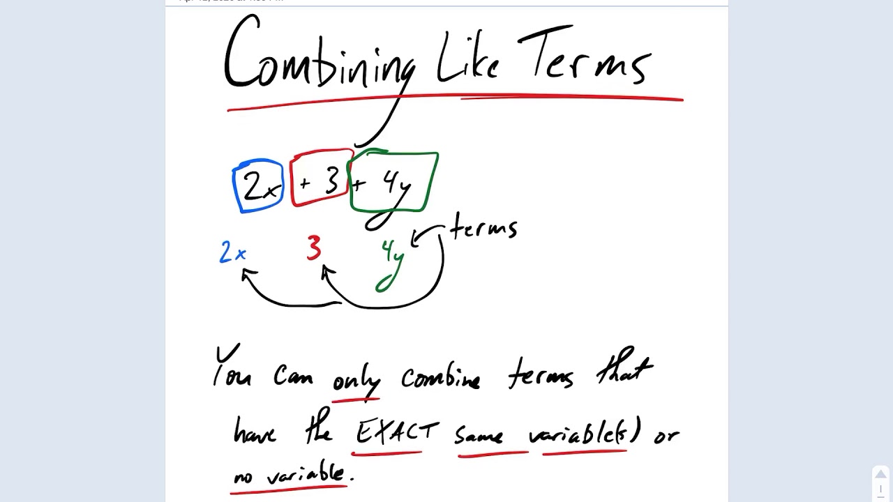 Solving Equations by Combining Like Terms 4/15 - YouTube