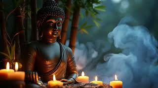 Peaceful Buddha Statue in a Candlelit Forest [Royalty-Free 4K Zen Video] screenshot 5