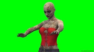 Walking Dead Zombie Woman Walks At Cam - Green Screen - Free Use