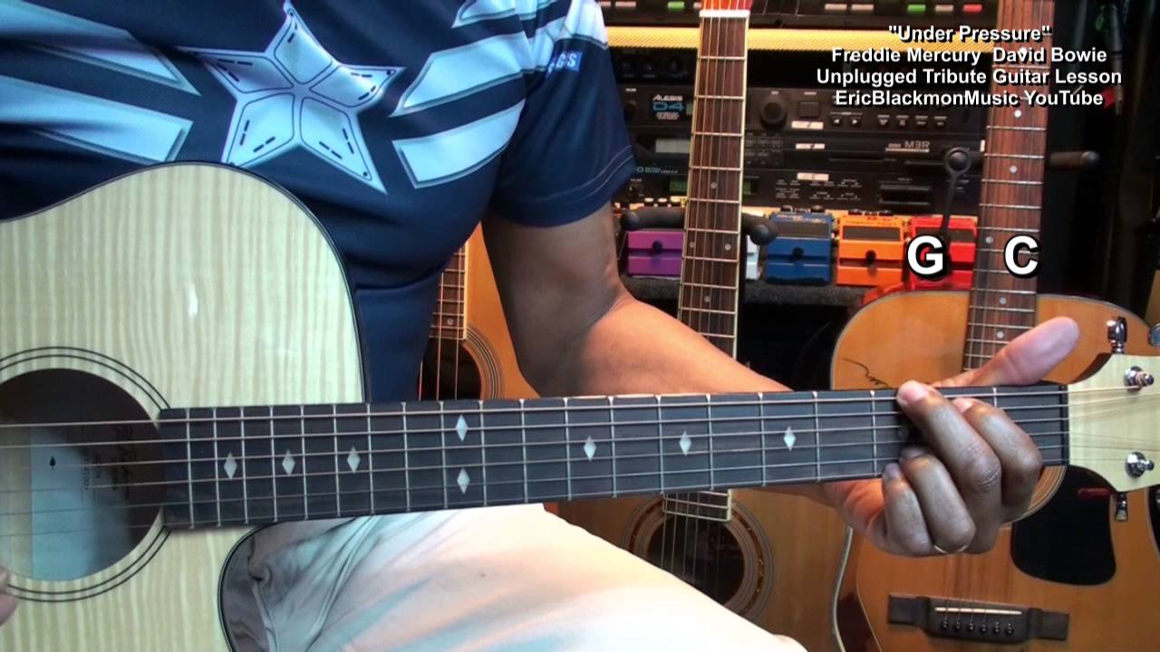 david bowie fame and fashion UNDER PRESSURE UNPLUGGED Guitar Cover Play Along Queen David Bowie + Lesson Link