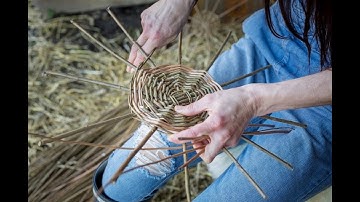 Close up of weaving a basket base