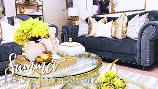 WHITE AND GOLD Living Room:How I decorate a glam living room#summer #homedecor #design