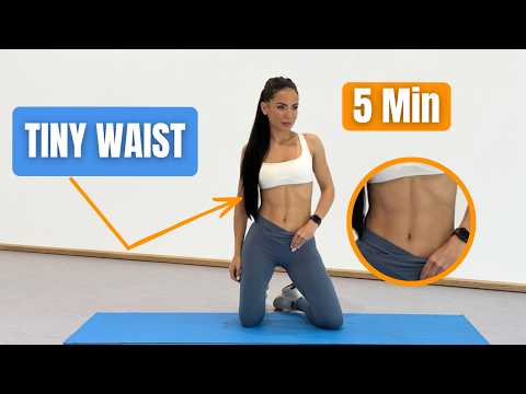 Video Tiny Waist Workout 5 Minutes - No Equipment Belly Fat Burn - Elzhana Bn