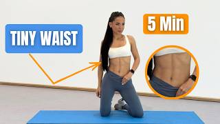 Tiny Waist Workout 5 Minutes - No Equipment Belly Fat Burn - Elzhana Bn