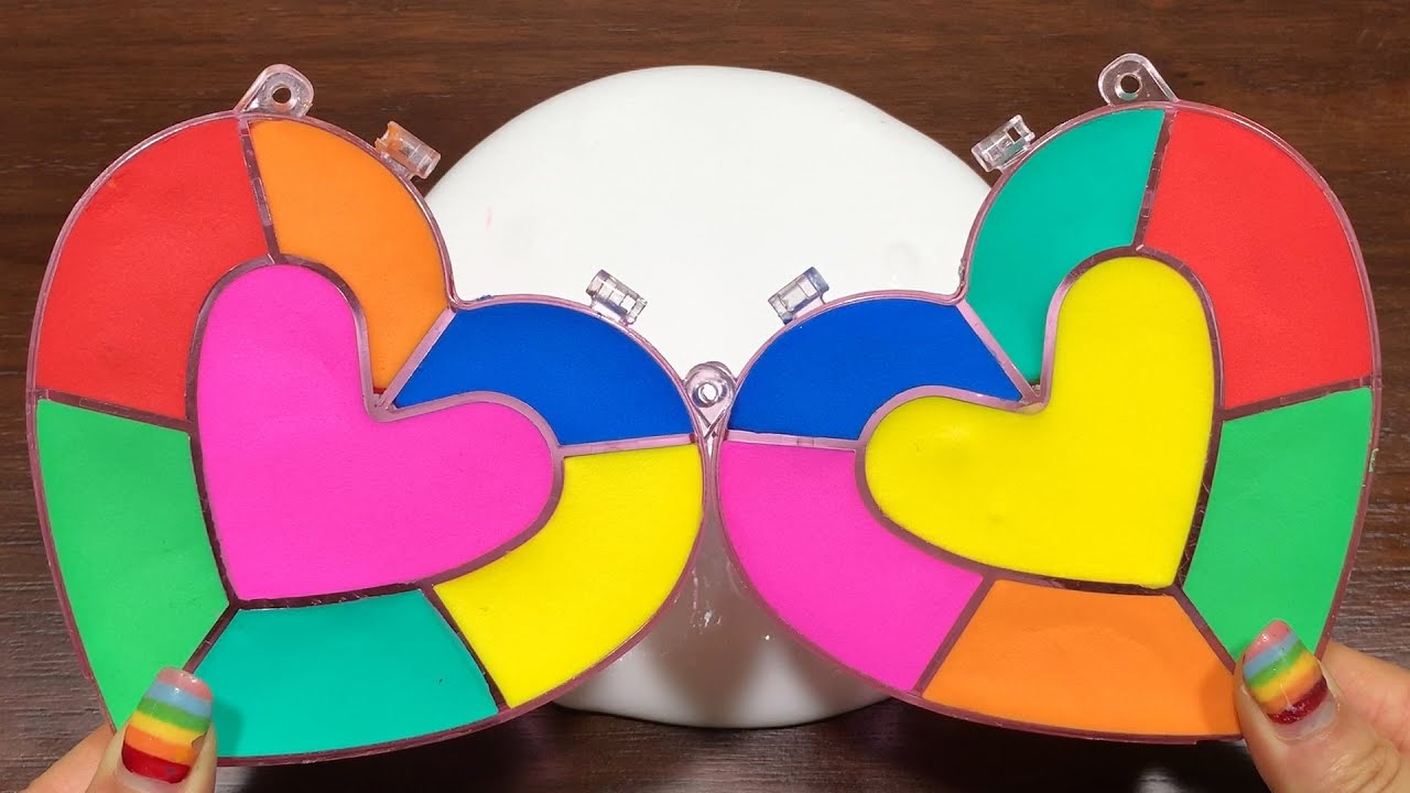 MINI SHOW - Mixing HEART CLAY Into GLOSSY Slime ! Satisfying Slime Videos 