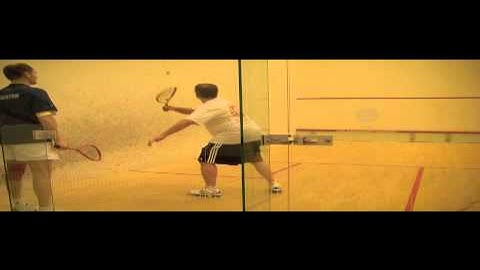 Squash video lessons using the squashcannon ballmachine for return of serve