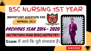 Bsc Nursing 1st Year NUTRITION & BIOCHEMISTRY।। Previous year questions। Important question for 2024