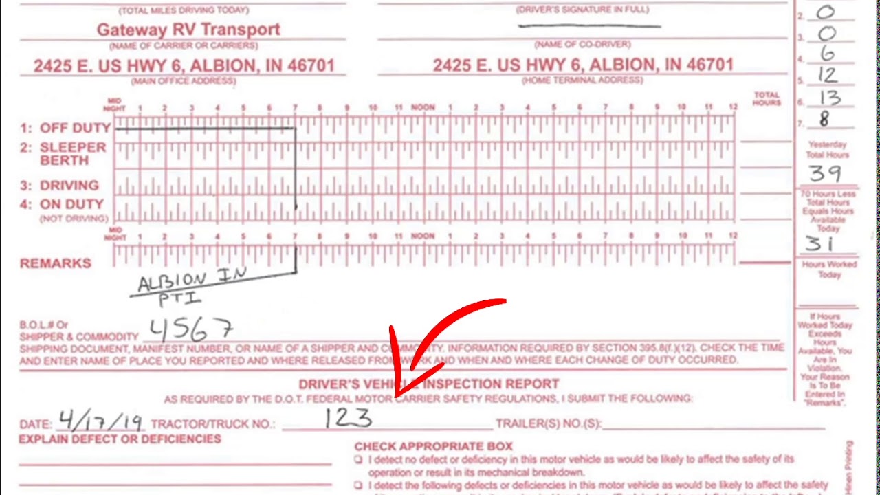 How to Fill Out the Form Correctly, US Log Books, Logbooks United States, Truck Driving School