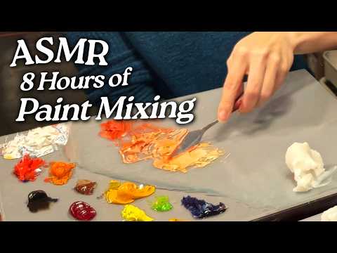 ASMR Palette Knife Painting: Paint Mixing Compilation (Soft Spoken, 8 Hours)