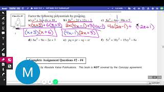 Math 10-C Unit 2 Lesson 8 - Grouping Method (Part 2)