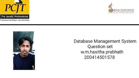 Database management system | Question set 02 | java institute