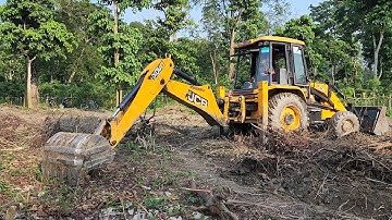 JCB Backhoe Clearing Forest Ground To Planet New Tree - JCB Working on Forest - JCB Backhoe Video 4