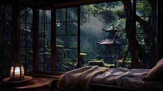🔴LIVE🔴 Heavy Rain .Goodbye Insomnia in Japanese garden