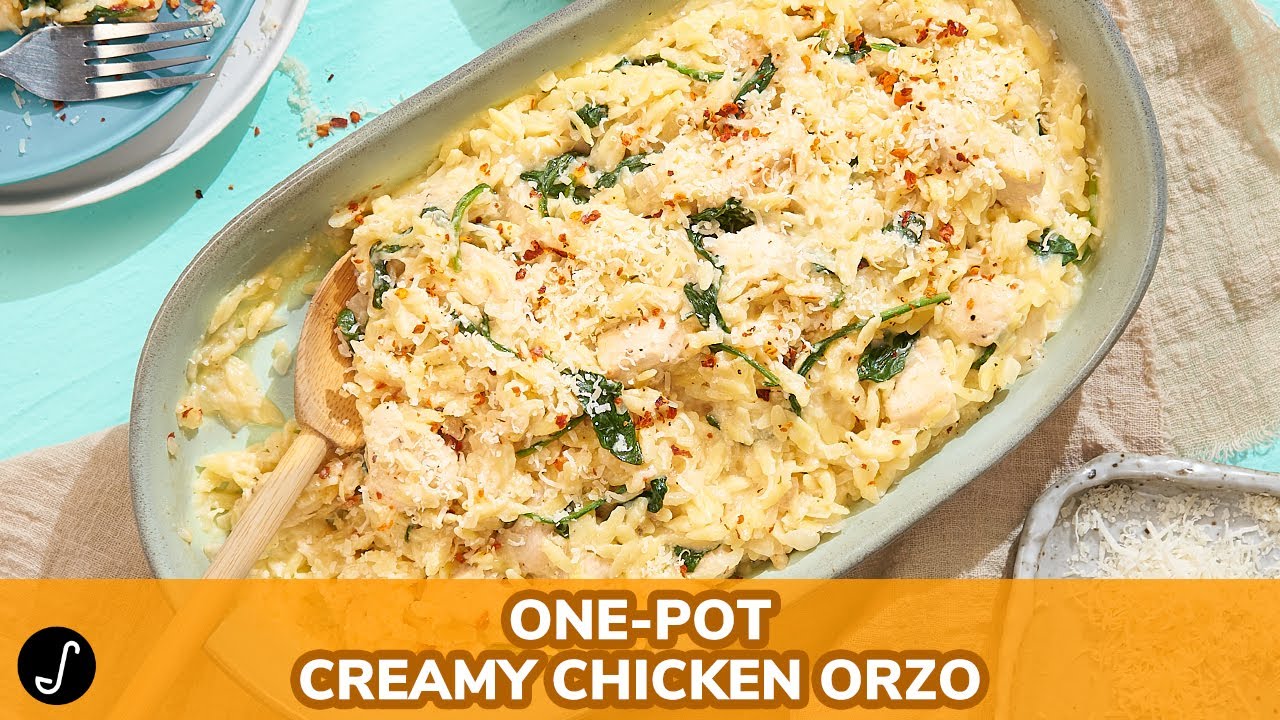 One Pan Creamy Chicken Orzo - Little Sunny Kitchen