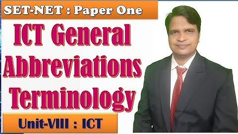 UGC NET | SET PAPER ONE | ICT GENERAL ABBREVIATIONS AND TERMINOLOGY | GANESH MUDEGAONKAR
