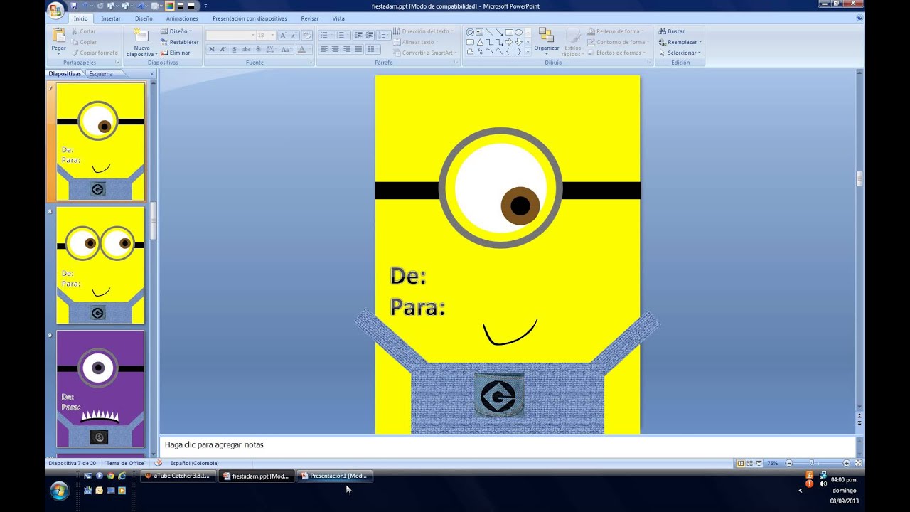 como "dibujar" los minions en power point YouTube