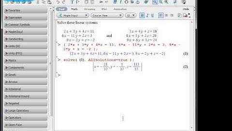 Maple - Solving linear systems using "solve"
