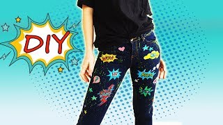 Pop Art Painted Jeans / step by step tutorial