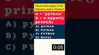 Python Basics Quiz - 52 | String upper() method Explained| #pythonforbeginners #cbse11 #cbse12