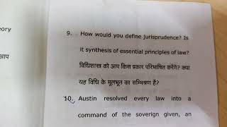 Jurisprudence 1 || LL.B 1st Semester Question paper (K-1001) 2021 || ccsustudyhub