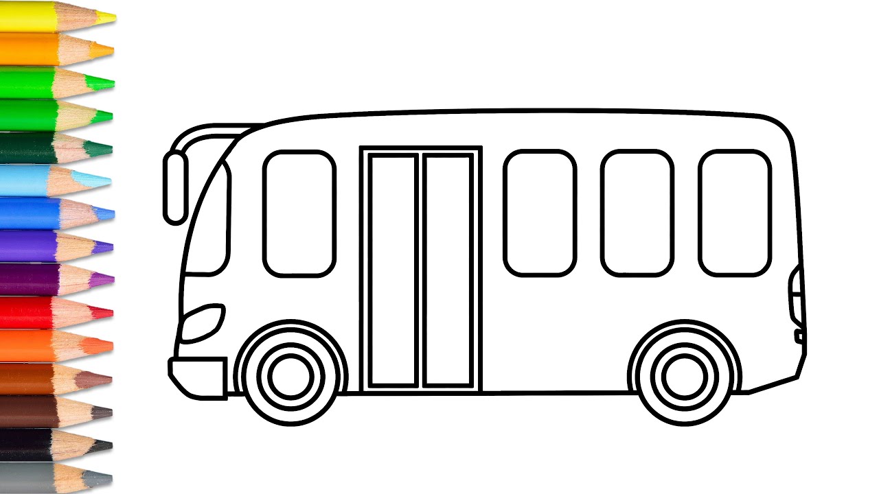 How to draw a BUS step by step / drawing bus easy - YouTube